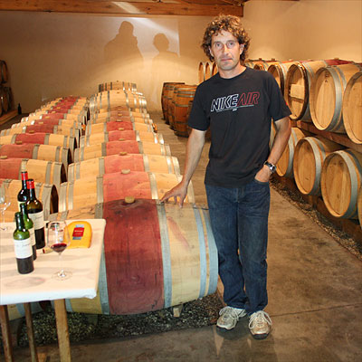 Michel Théron in the new cellar of Clos du Jaugueyron