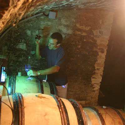 Oronce de Beler in his cellar under his house in Vosne-Romanée