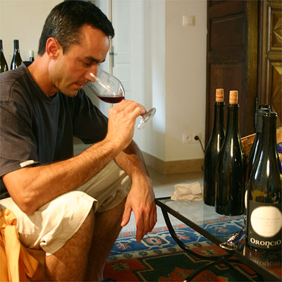 Oronce de Beler tasting 2006 in his office slash living room