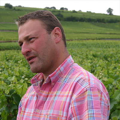 Thiebault Huber from Domaine Huber-Verdereau in his Volnay vineyard